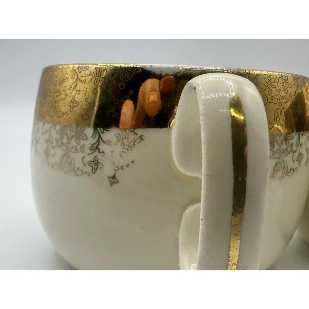 Pair of Sabin Crest-O-Gold Flat Cups‎ Made In USA 22K Gold